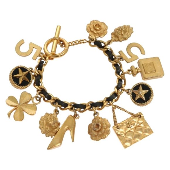 CHANEL Bracelet Metal Gold CC Auth 135948V - Picture 1 of 13